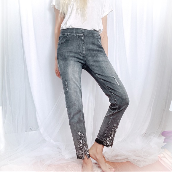 Pants - Star Spangled Gray Banded Jeans Gray 25